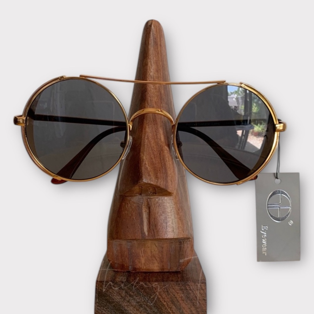 NWT Antique Gold Steampunk Round Sunglasses | UV400